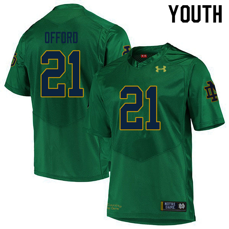 Youth #21 Caleb Offord Notre Dame Fighting Irish College Football Jerseys Sale-Green